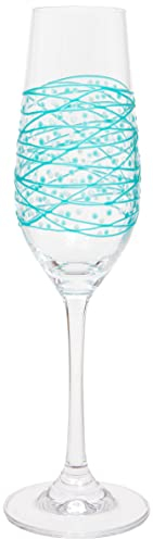 Maturi Flûte à champagne turquoise peinte à la main, 220 ml, boîte cadeau