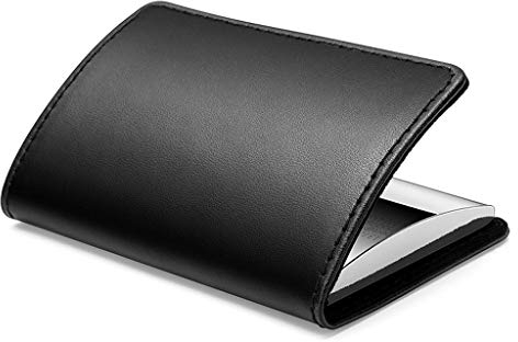 TOMYEUS Visitenkartenetui Business Herren Card Case Edelstahl-Fachmann Visitenkartenhalter, Rindsleder, Halten Sie die Visitenkarte Intakt, Visitenkartenhalter