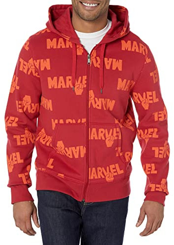 Amazon Essentials Disney | Marvel | Star Wars Men's Fleece Full-Zip Hoodie Sweatshirts (Available in Big & Tall), Marvel Multi Peace, XL