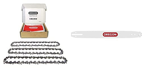 Oregon Chainsaw Chain for 18-Inch (45 cm) Bar -62 Drive Links – low-kickback chain fits Husqvarna, (Pack of 3) & 180SDEA041 18-Inch 91 Series Double Guard Sprocket-Nose Bar with Mount