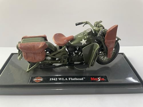 Maisto - 1/18 Motorrad Harley Davidson - 1942 WLA Flathead - Militärgrün -, Mittel, grun