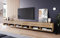 MINIO go for it - Lowboard TV-Schrank I 300x30x33 cm I mit Türen und Offene Nischen I Laminierte Spannplatte I Praktisch und Funktionell I Kastanien Breslau - LED Beleuchtung
