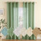 EMEMA Gardinen Vorhänge Leinenvorhang mit Ösen Voile Vorhang Leinenoptik Modern Halbtransparent für Wohnzimmer Dekoschal Kinderzimmer Schlaufenschal Küchengardinen 2er Set 140x260cm (BxH) Grün
