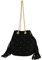 modamoda de T246 Damen Schultertasche Wildleder mit Fransen und Goldkette handmade in Italy, Farbe:T246 Schwarz