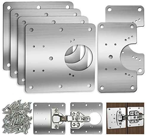 6 placas de reparación de bisagras de gabinete, placas de fijación de reparación de bisagras, tablero de reparación de bisagras de acero inoxidable, kit de soportes de reparación de bisagras de puerta