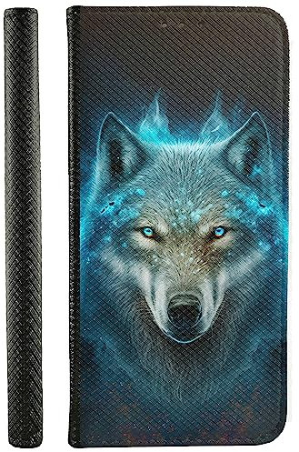 CoverHeld Handyhülle für iPhone 7 Hülle aus Kunstleder zum klappen mit Motiv 3485 Wolf Portrait leuchtender Blauer Rauch