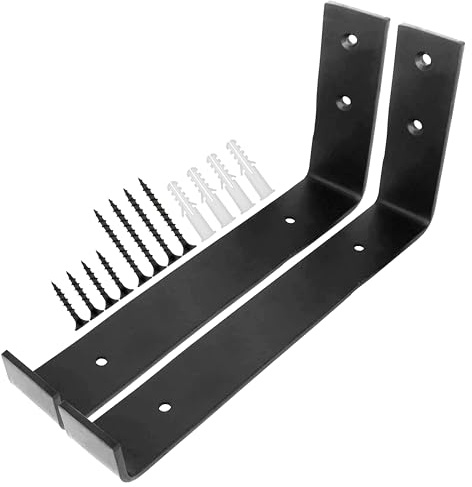 Lang Horn Two 12x4 Heavy Duty Black Shelf Brackets Steel Shelf Brackets Scaffold Board Shelf Bracket Support 50 kgs Farmhouse Decor Hardware Included Black 300mmX100mmX40mm