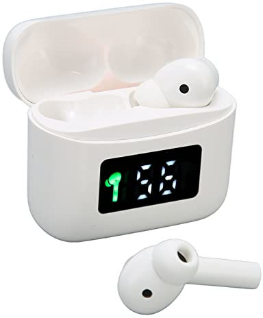 Auriculares Inalámbricos Auriculares Bluetooth, 5H Tiempo de Reproducción Pantalla LED Estuche de Carga Auriculares Bluetooth 5.3, Carga Rápida, Cómodo, Tamaño Pequeño para Uso Diario(Blanco)