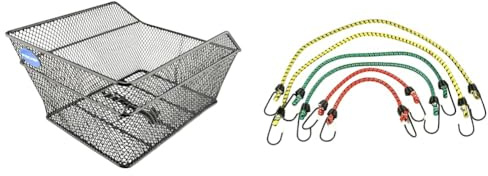 Fischer Gepäckträgerkorb School, Fahrradkorb, engmaschig, diebstahlsicher, für E-Bikes geeignet, Tragkraft 25 kg, schwarz