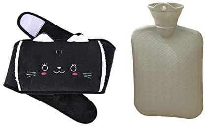 Bouteille d'eau chaude Ensemble de courroie de chat mignon, bouteille en caoutchouc for soulagement de la douleur et chaleur Anti-fuite bouteille d'eau chaude (Size : D)
