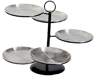 rockible Set di alzate e Piatti da Portata Alzata da Dessert Vassoio per Biscotti a Buffet a 5 Piatti, Piatto da Portata per spuntini di Frutta per Feste di, ARGENTE