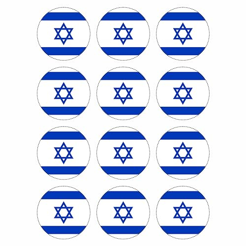 12 Stück Aufkleber Israel Rund 4cm | wetterfest & UV Schutz | Set