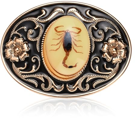 KOORASY Gürtelschnalle für Herren, Skorpion Tier Gürtelschnalle für Frauen Western Cowboy Neuheit 3D Skorpion Gürtelschnallen, silber, Large
