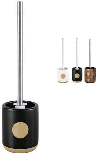 KW Luxury Ceramic/Porcelain/Stoneware Toilet Brush and Holder (Spot Black)