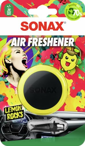 SONAX Air Freshener Lemon Rocks (1 pezzo) Il deodorante con profumo di limone rinfrescante e piccante porta un profumo di limone rinfrescante e piccante nell'abitacolo | Art. N. 03650410