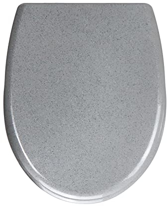 Fanmitrk WC Sitz mit Absenkautomatik Grau, Toilettendeckel mit Quick Release Funktion, Duroplast Klodeckel Montage von oben, Toilettensitz mit maximalen Belastung von 250 kg