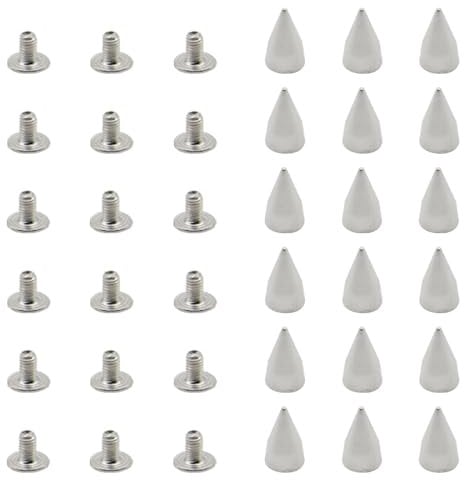 Hocansen 100 Set Spikes Studs for Clothing 7x14mm Punk Rivets Metal Spikes and Studs Cool Double Cap Rivet for DIY Clothes,Leather (7x14mm/PK)