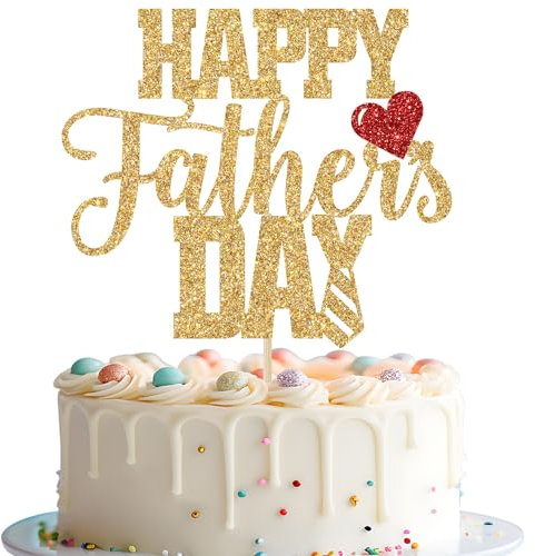 Happy Father's Day Cake Topper, Fathers Day Cake Decorations, Happy Birthday Dad, We Love You Daddy, Father's Day Party Decorations Gold Glitter
