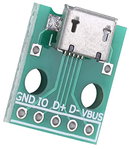 Akozon 10-Pack Micro USB Female Socket to DIP Adapter Boards with 5-Pin 2.54mm Pitch for USB Power Supply and Breadboard Design