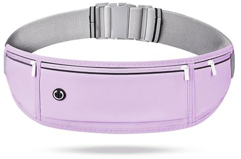 Lrikas Laufgürtel für Handy, Wasserdicht Lauftasche für Damen und Herren, Läufer-Hüfttasche mit 3 Taschen, Nicht Verschieben Handytasche Joggen zum Radfahren, Fitness, Spazierengehen (Violett)