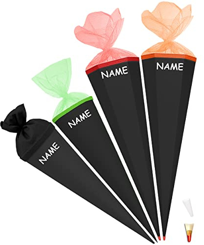 alles-meine.de GmbH Schultüte - Rohling - SCHWARZ - Größe wählbar - 35-100 cm - rund - inkl. Name - Tüllabschluß - mit/ohne Kunststoff Spitze - Zuckertüte - Markneukirchen -..