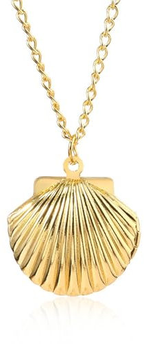 LHJHZDJC Halsketten Mode Schmuck 2021 Sommer Stilvolle Gold Perlen Kette Meer Jakobsmuschel Muschel Anhänger Halsketten Für Frauen Schmuck Geschenke