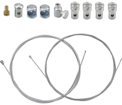 VYIBPDY 2 pezzi 2M Cavo Frizione Universale con 9 Pezzi Parti - cavo frizione moto - cavo acceleratore moto - Kit di Riparazione del Cavo Dell'acceleratore,Cavo Universale per Moto