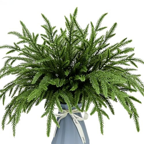 24 rami di pino norfolk di Natale, 39 cm, rami artificiali di Natale Norfolk, rami di pino artificiali piccoli ramoscelli per Natale, fai da te, ghirlande, decorazioni per la casa