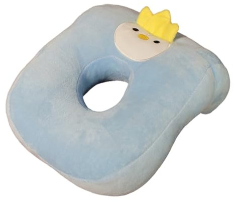 CavspkArt Büro-Nickerchenkissen, Memory-Baumwolle, niedliches Kissen mit Ohrloch, weiches Nickerchenkissen, Ohrkissen für Seitenschläfer für Damen, Mädchen, Kinder (blauer Pinguin)