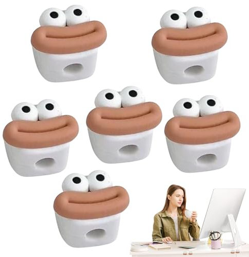 Self-Adhesive Cable Holder, Magnetic Cable, Magnetic Wire Holder with Large Opening - 6 x Cute Charging Cable Holder, Space Saving Cable Holder for Corners, Dashboards in Car