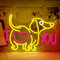 ineonlife Love Neon Sign for Wall Decor, Cute Dachshund Neon Lights, I Love You Art Signs, Dimmable USB Light Up Signs Gifts for Dog Lover, Valentine's Day, Pet Shop, Birthday, Man Cave, Christmas
