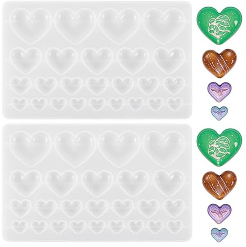 2 PCS Heart Silicone Mould, Clear Wax Melt Sweet Moulds Silicone, Jelly Love Heart Moulds for Cake Decoration DIY Handmade Craft