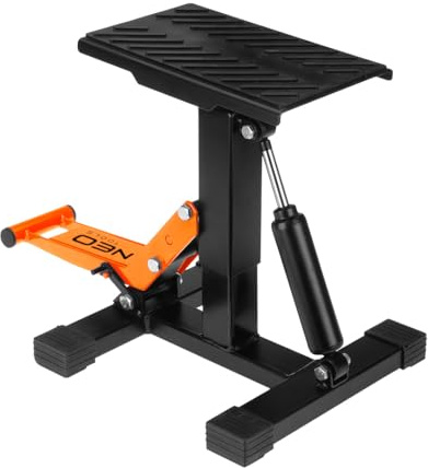 NEO TOOLS Motorradheber höhenverstellbarer 250-460 mm Mittelständer | Mit Kapazität von 200 kg, Für die Motorradwartung, Motorradheber mit Stoßdämpfer, Schwarz