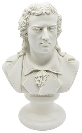 GINGERSHOPONLINE Marmorstaubbüste von Friedrich Schiller, 15 cm hoch, dekorative Skulptur mit Alabastersockel, toskanische Handwerkskunst, hergestellt in Italien, weiß