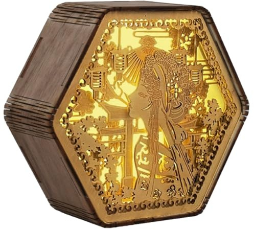 Fangxuee Wooden Carving Lamps, Gifts, Cultural Crafts, Bedside Table Decorations, Desk Lamp