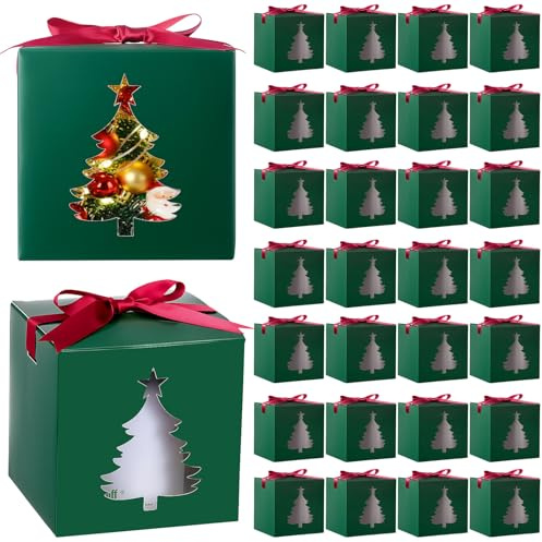 Yeaqee 24 Stück Weihnachts-Geschenkboxen, Sublimations-Tassen-Boxen für Geschenk, Kaffee, Großpackung, transparent, für 313 ml, 340 ml, 425 ml, blanko, Becher, Babyparty, Hochzeit, Party, Gastgeschenk