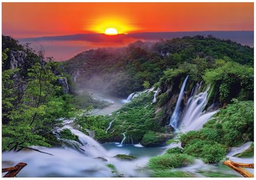 WallArena Vlies Fototapete, Wasserfall, 350x250cm | Fototapeten - Tapeten - für Wohnzimmer Schlafzimmer - Vliestapete Wandtapete Tapete 3D Effekt- inkl. Kleister