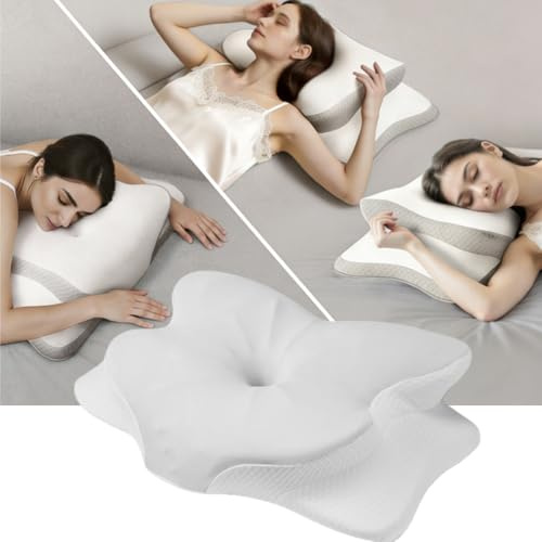 CuroSleep Seladi airflow pro Kissen Orthopädisches Nackenkissen mit 2 Höhen & Memory Schaum, 6-Zonen-Stütze & Kühlbezug – gegen Nackenschmerzen & Schnarchen, (CertiPUR-US/OEKO-TEX 100) (Reinweiß)