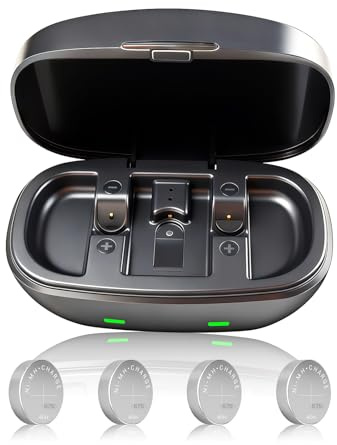ELICTECH Rechargeable 312 Hearing Aid Batteries and USB-C Charger with 4 Pack Silver-Zinc Cells, Long Lasting Power for Bluetooth & Non-Bluetooth Hearing Aids, Portable Compact Case (4pcs-675)
