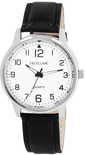 Excellanc Herren Armbanduhr aus Kunstleder in Silber, in Einer Länge von 25 cm, Klassisches Design für jeden Mann