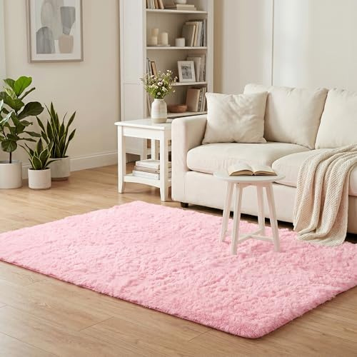 Pergamon Fluffy Shaggy Teppich Rosa – Hochflor Teppich extra weich, moderner Wohnzimmer Teppich, kuschelig & pflegeleicht