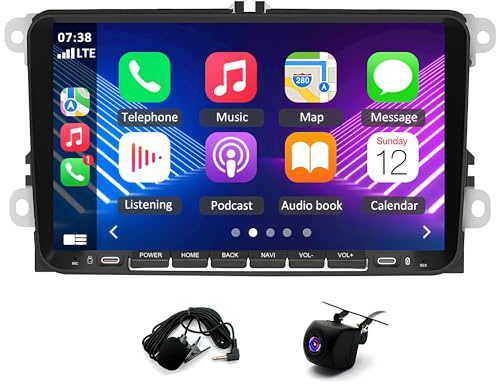 2+32G Android 14 Radio Coche para Volkswagen Polo 2009-2014, Pantalla táctil de 9 Pulgadas Autoradio Reproductor Estéreo con CarPlay Android Auto GPS Navegación Bluetooth WiFi FM RDS SWC Mirror Link