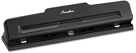 Swingline 3 Hole Punch, 10 Sheet Capacity Three Hole Puncher 3 Ring, Adjustable 2-3 Hole Paper Punch, Black (74015)