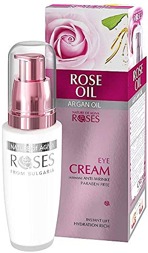 Rose Oil & Argan Oil Intensive Anti-Wrinkle, Instant Lift, Hydration Rich Eye-Contour Cream (Paraban-Free) - 30ml by Nature of Agiva Roses