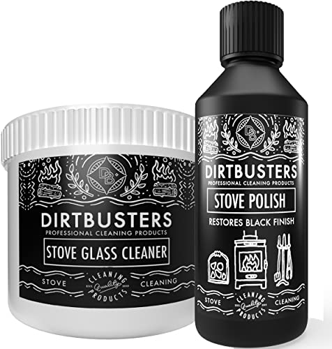 Dirtbusters Stove Glass Cleaner & Stove Polish Kit, Non Toxic Powerful Cleaning & Restore Protection, For All Log Burner, Stove, Hearths & Fireplace