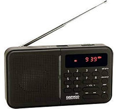 Radio Digital Daewoo - Radio FM - Radio con USB/mp3 - Bateria Recargable, Altavoz Frontal, Salidas Auriculares, MicroSD, Negro