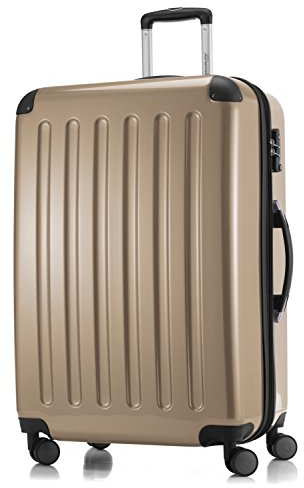 Alex - Großer Hartschalen-Koffer, TSA, 4 Doppel-Rollen, Trolley, Rollkoffer, Reisekoffer, Volumenerweiterung, 75 cm, 119 Liter, Champagner
