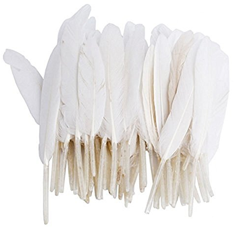 100 Stück 10-15 cm Länge Gänsefedern Echte Naturfedern Gans Federn für Hochzeit Kostüm Hüte Basteln Dekor Weiß