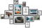 PHOTOLINI schwarze Bilderrahmen Set verschiedene Größen, 14 Bilderrahmen schwarz Holz MDF, Bilder Rahmen mit Acrylglas, Bilderrahmenset zum Aufhängen, Fotorahmen Set mit Zubehör für Fotos & Poster