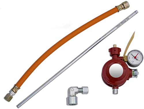 50 mbar Herdanschluss Set Propangas/Anschluss für Gas-Herd, Gaskocher, (Druckminderer, Gasschlauch, Übergang, Stahlrohr) (DIN DVGW) - Haushaltsregler Innenbereich